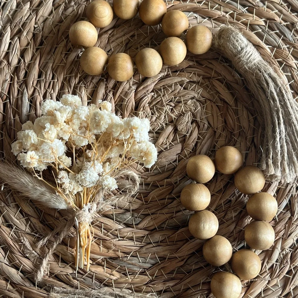 Wooden Bead Tassel Napkin Rings (30)